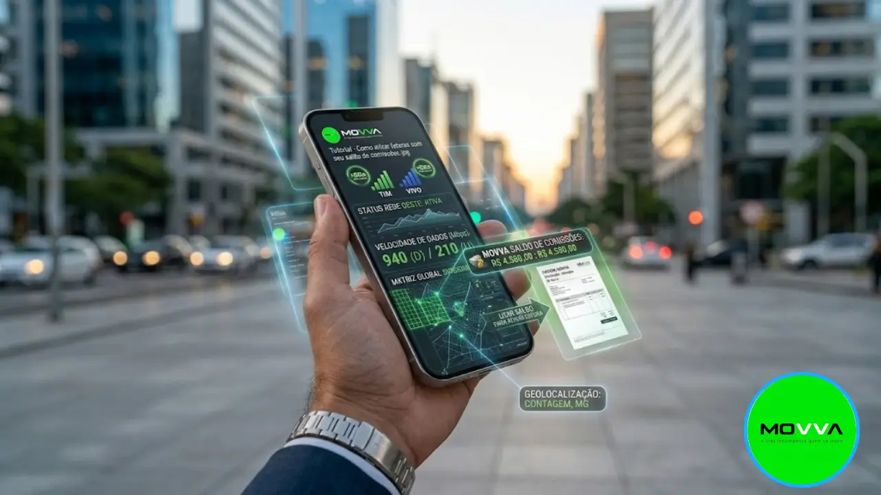 Smartphone moderno exibindo sinal de internet 5G ativo conectado à tecnologia híbrida de uma operadora virtual MVNO.